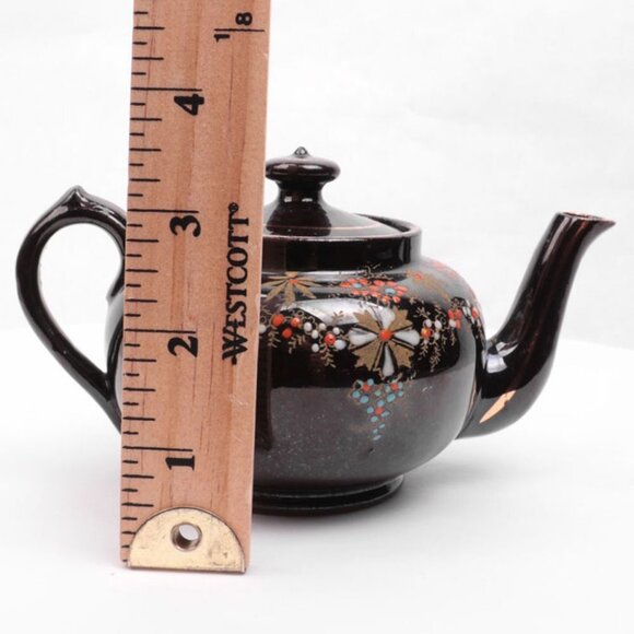 Antique Price Bros Mini Teapot England M&M Redware British 1900s Floral Glazed - Picture 10 of 11